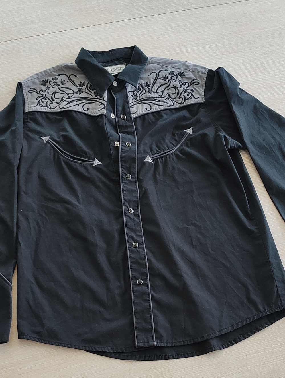 Western Attire Black Over Gray..  Cowboy Shirt
